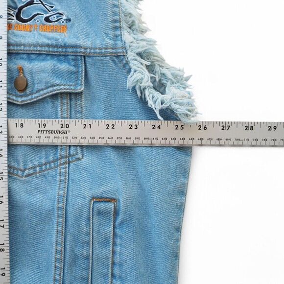 OCC Orange County Choppers Y2K Sleeveless Distressed Bikers Denim Vest Men's XL - Picture 7 of 8